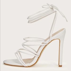 White gladiator heels